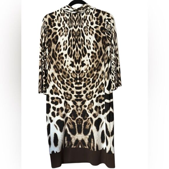 Chico’s Leopard Print Shirt Dress 3/4 Sleeve Midi Length Size 1 - Picture 4 of 5